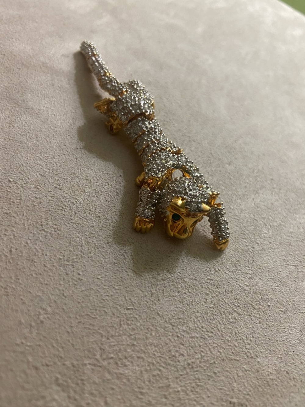 Gold & Silver Pavé Jaguar Brooch